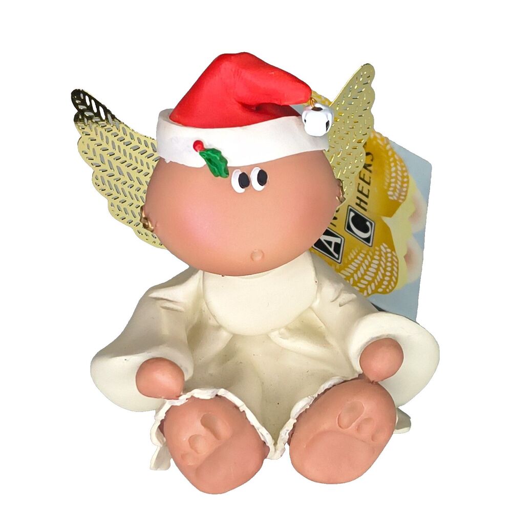 Angel Cheeks Christmas Santa Hat Russ 2001 Holiday Figurine Guardian Angel NWT